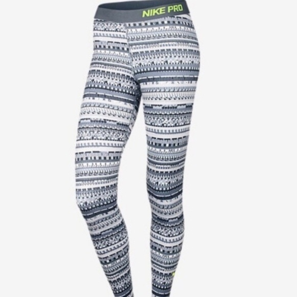 Nike Grey Tribal Print Fleece-lined Leggings